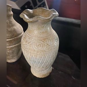 Large tessellated stone floor vase